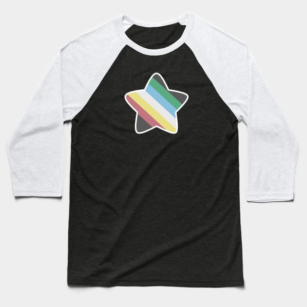 Disability Pride Star Baseball T-Shirt by Purple Bloom Studio